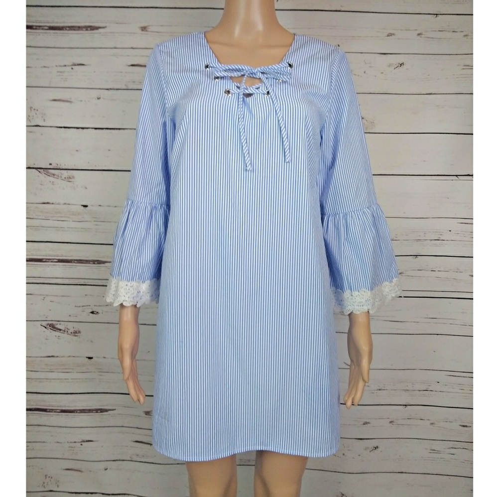 🆕 Seersucker Print lace up sheath dress
